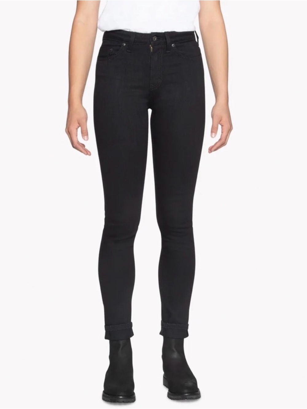 Naked &‎ Famous Japanese Denim The High Skinny Black Stretch Size 28